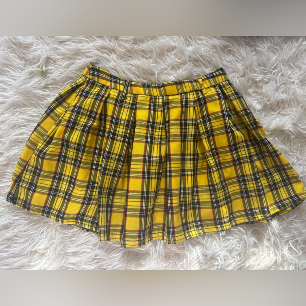 Hot Topic Yellow Plaid pleaded Women's Skirt small skater